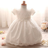 Baby Girl White Wedding Dress Infant Princess Party Dresses Girl 1 Year Birthday Outfits Newborn Toddler Lace Christening Gowns