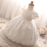 Baby Girl White Wedding Dress Infant Princess Party Dresses Girl 1 Year Birthday Outfits Newborn Toddler Lace Christening Gowns