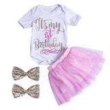 Baby Girl T-shirt Tops Bodysuits Tutu Skirts Headbands 4PCS Clothing Set Newborn Kids Baby Girls Outfits Clothes