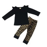 Baby Girl Summer Clothes Baby Romper Black T-shirts+Leopard Pants Infant Newborn Baby Girls Clothing Fashion Kids Clothes