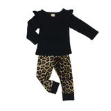 Baby Girl Summer Clothes Baby Romper Black T-shirts+Leopard Pants Infant Newborn Baby Girls Clothing Fashion Kids Clothes