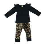 Baby Girl Summer Clothes Baby Romper Black T-shirts+Leopard Pants Infant Newborn Baby Girls Clothing Fashion Kids Clothes