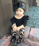Baby Girl Summer Clothes Baby Romper Black T-shirts+Leopard Pants Infant Newborn Baby Girls Clothing Fashion Kids Clothes