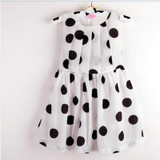 Baby Girl Sleeveless Chiffon Dress Summer Beach Dress Polka Dot Bowknot Sundress