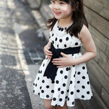 Baby Girl Sleeveless Chiffon Dress Summer Beach Dress Polka Dot Bowknot Sundress