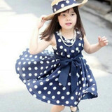 Baby Girl Sleeveless Chiffon Dress Summer Beach Dress Polka Dot Bowknot Sundress