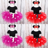 Baby girl Party Costume Ballet Kids Tutu mesh dress romper Dance Leotard jumpsuit hairband set Polka Dot Bowknot overalls
