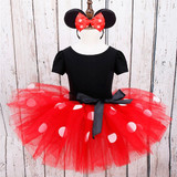 Baby girl Party Costume Ballet Kids Tutu mesh dress romper Dance Leotard jumpsuit hairband set Polka Dot Bowknot overalls
