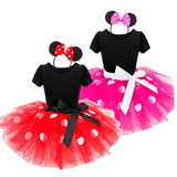 Baby girl Party Costume Ballet Kids Tutu mesh dress romper Dance Leotard jumpsuit hairband set Polka Dot Bowknot overalls