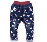 Baby Girl Jeans Trousers Hello Kitty Pants Kids Girls Leggings Children Cashmere Pants Baby Winter Denim Jeans Clothes 1-5years