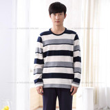 Spring Autumn Cotton Men's Pajamas Long Sleeve Home Wear Striped Pyjamas Men Sleepwear Couple Pajama Sets Plus size 3XL Lounge