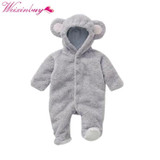 Spring Autumn Baby Clothes Flannel Baby Boy Clothes Cartoon Animal 3D Bear Ear Romper Jumpsuit Warm Newborn Infant Romper