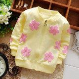 Spring Autumn Baby Babi Printed Flower Girls Princess Long Sleeved Outwear Coat Jackets Cardigan Kid's Coats S2715