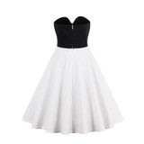 Sisjuly 1950s vintage dress white blue sleeveless nautical style summer patchwork strapless a-line cotton retro vintage dress