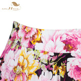 SISHION Retro Style 50s Vintage Skirt High Waist Pin up Floral Print Rockabilly Swing Women Summer Skirt Plus Size 177S2