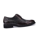 Sipriks Embossed Leather Shoes For Men Crocodile Skin Leather Shoes Black Ostrich Mens Shoes Alligator Leather Brogue Shoes 2017