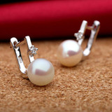 Sinya Natural Pearls earrings for women lady in 925 sterling silver fine jewelry pearls color optional dia 8-8.5mm 2017 hot sale