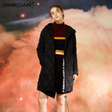 SINRGAN Women Fashion Winter Down Coat 90% White Duck Down Thick Long Sleeve Solid Black Outwear Women Long Coat Parkas Clothes