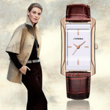 SINOBI Elegant Women's Square Golden Wrist Watches Leather Watchband Top Luxury Brand Ladies Geneva Quartz Clock 2017 Female New