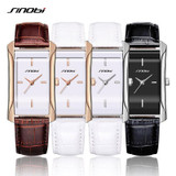 SINOBI Elegant Women's Square Golden Wrist Watches Leather Watchband Top Luxury Brand Ladies Geneva Quartz Clock 2017 Female New