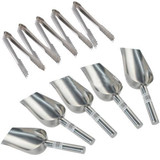 GSFY-5 x 5oz Sweet Scoops &amp; 5 x 5" Ice Tongs Wedding Candy Buffet Bar Stainless Set Silver