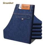 Groundnut Brand 100% Pure Cotton Business Straight Leg Long Jeans Men Summer Designer Clothes Denim Pants Male Casual Trousers