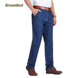 Groundnut Brand 100% Pure Cotton Business Straight Leg Long Jeans Men Summer Designer Clothes Denim Pants Male Casual Trousers