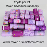 Grosgrain Satin Ribbon random mixed Size/Style for Wedding Party Christmas Decoration DIY Gift Craft 12y/lot (1y/style)