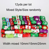 Grosgrain Satin Ribbon random mixed Size/Style for Wedding Party Christmas Decoration DIY Gift Craft 12y/lot (1y/style)