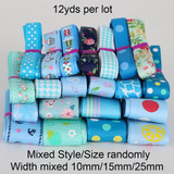 Grosgrain Satin Ribbon random mixed Size/Style for Wedding Party Christmas Decoration DIY Gift Craft 12y/lot (1y/style)