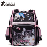 GRIZZLY 2017 NEW Russia Kids Backpack Cute Cartoon School Bags Orthopedic Waterproof Children Primary School for Girls Grade 1-4