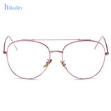 Gold Clear Aviator Glasses Women Round Oversize Clear Lens Glasses Frame EyeGlasses Frame Male Clear Glasses Transparent Eyewear