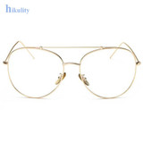 Gold Clear Aviator Glasses Women Round Oversize Clear Lens Glasses Frame EyeGlasses Frame Male Clear Glasses Transparent Eyewear