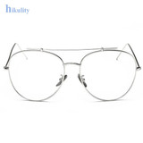 Gold Clear Aviator Glasses Women Round Oversize Clear Lens Glasses Frame EyeGlasses Frame Male Clear Glasses Transparent Eyewear