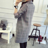 Gogoyouth Plus Size Long Cardigan Female 2018 Autumn Plaid Knitted Sweater Women Long Sleeve Cardigans Tricot Jacket Winter Tops