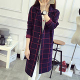 Gogoyouth Plus Size Long Cardigan Female 2018 Autumn Plaid Knitted Sweater Women Long Sleeve Cardigans Tricot Jacket Winter Tops