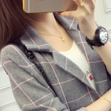 Gogoyouth Plus Size Long Cardigan Female 2018 Autumn Plaid Knitted Sweater Women Long Sleeve Cardigans Tricot Jacket Winter Tops