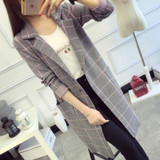 Gogoyouth Plus Size Long Cardigan Female 2018 Autumn Plaid Knitted Sweater Women Long Sleeve Cardigans Tricot Jacket Winter Tops