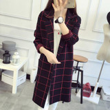 Gogoyouth Plus Size Long Cardigan Female 2018 Autumn Plaid Knitted Sweater Women Long Sleeve Cardigans Tricot Jacket Winter Tops