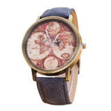 Gofuly 2017 Fashion Vintage World Map Watches Women Wristwatch Cowboy Clock Women Ladies Watch Map reloj mujer relogio feminino