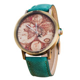 Gofuly 2017 Fashion Vintage World Map Watches Women Wristwatch Cowboy Clock Women Ladies Watch Map reloj mujer relogio feminino