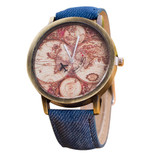 Gofuly 2017 Fashion Vintage World Map Watches Women Wristwatch Cowboy Clock Women Ladies Watch Map reloj mujer relogio feminino