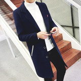 GODLIKE 2017 Men's Coat Slim Fit Middle Long Coats And Jackets Solid Color Male Manteau Homme young Overcoat Winter keep warm