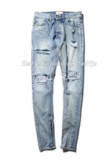 God of Fear Justin Bieber Fear of God Best Version FOG Men Selvedge Zipper Destroyed Tour Pants Skinny Jeans Blue Jeans Slim Fit