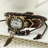 Gnova Platinum Top Genuine Leather Bracelet Watch Women Charm Leaf Butterfly Ethnic Geneva Style Urban Girl Fashion Para Dama