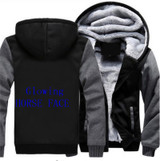 Glowing Horse F Men Women Unisex Hoodies Zipper Sweatshirts Jacket Winter Warmth Thicken Hooded Coat