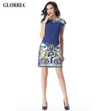 Glorria 2017 Summer Women Slash Neck Short Dress Print Elegant Casual Fashion Sweet Sundress Lady Office Business Party Dresses