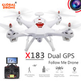 Global Drone X183 Dual GPS Drone Follow me dron 5.8G FPV RC Quadcopter with 1080P HD Camera Quadrocopter Drone with Camera