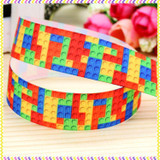 7/8'' Free shipping block printed grosgrain ribbon hairbow headwear party decoration diy wholesale OEM 22mm D282