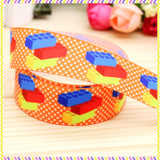 7/8'' Free shipping block printed grosgrain ribbon hairbow headwear party decoration diy wholesale OEM 22mm D282